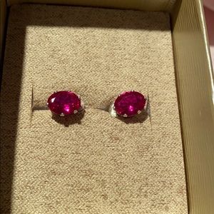Lab created ruby earrings.